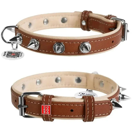 WAUDOG Dog WAUDOG Soft Dog Collar with Studs Brown 30-39 cm  20 mm