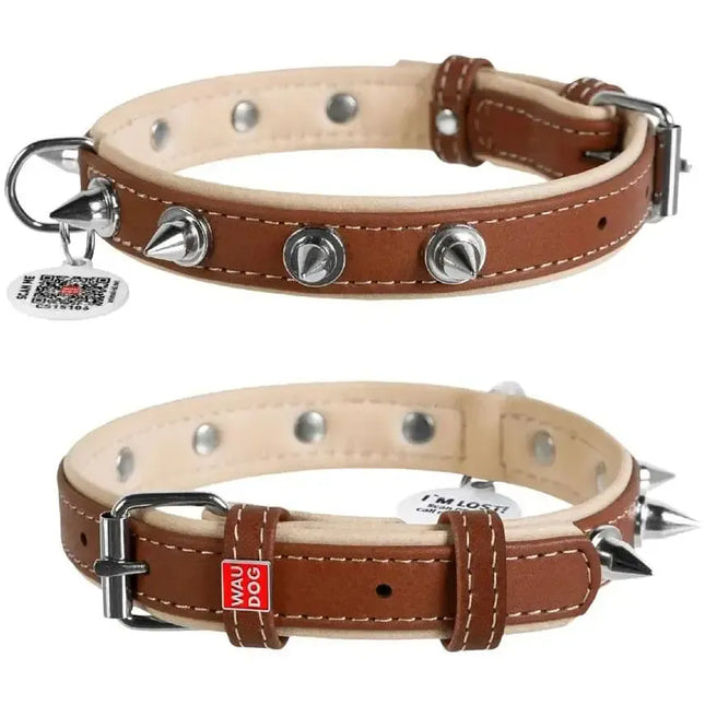 WAUDOG Dog WAUDOG Soft Dog Collar with Studs Brown 30-39 cm  20 mm