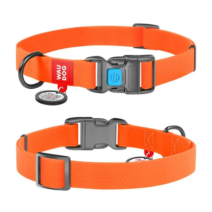 WAUDOG Dog WAUDOG Waterproof Dog Collar with Smart QR Passport Orange Size M 20mm x 28-40cm