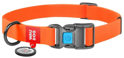 WAUDOG Dog WAUDOG Waterproof Dog Collar with Smart QR Passport Orange Size M 20mm x 28-40cm