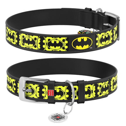 WAUDOG Dog WAUDOG XL Design Batman dog collar with QR passport 44 to 58 in 3.5 cm