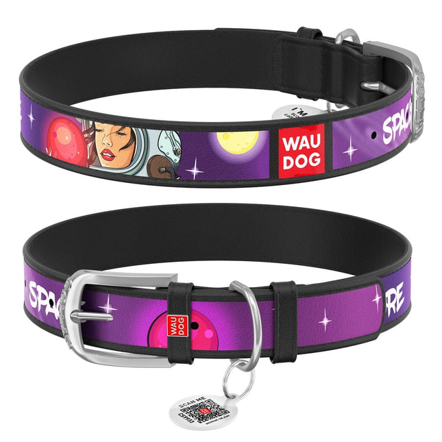 WAUDOG Dog WAUDOG XL Design pattern dog collar with QR passport 46 to 60 in 3.5 cm