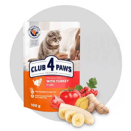 Club4Paws Wet Food For Adult Cats With Turkey 100 gr