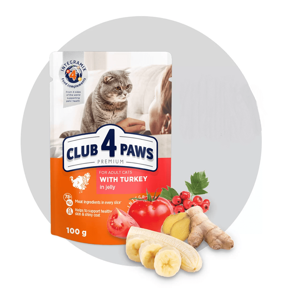 Club4Paws Wet Food For Adult Cats With Turkey 100 gr