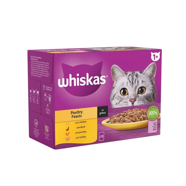 Whiskas Cat Whiskas Poultry Feasts Adult Wet Cat Food Pouches in Gravy 12 x 85g