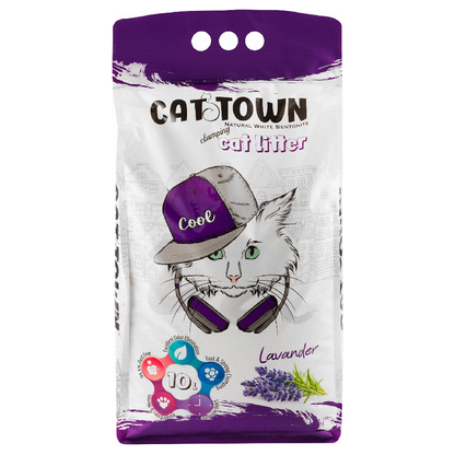 Cat Town White Bentonite Clumping Cat Litter Lavender Scent 5 L