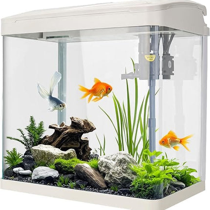 Xilong Fish Acrylic Fish Tank and Aquarium Starter Kit Complete Desktop Fish Bowl with Built-in Filter and LED Light Size 60×50