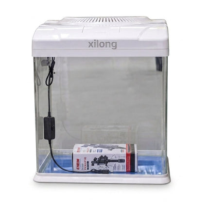 Xilong Fish Xilong Desktop Acrylic Aquarium Starter Kit with Hood Lightweight Clear Fish Tank 50 x 45 x 30 cm
