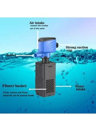 Xinxiu Fish Xinxiu WP-308FF 3-in-1 Aquarium Internal Filter 35W – Submersible Fish Tank Water Pump and Filtration System