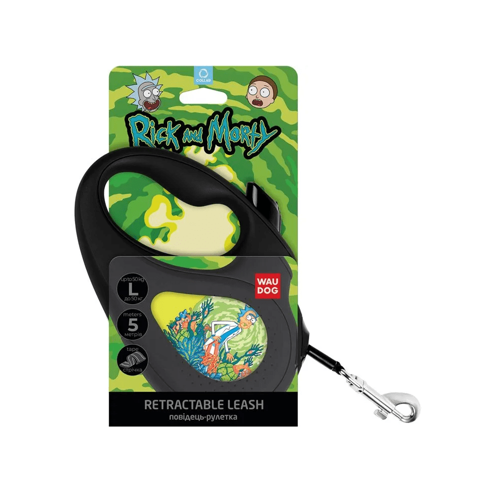 WAUDOG Retractable Large Leash With Unique Rick And Morty 3.0 Design