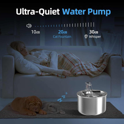 Your Pet Dog and cat Pet Stainless Steel Automatic Water Fountain, 2L