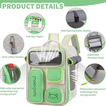 Ziggy Pupps cat Adjustable Breathable Pet Carrier Backpack for Small Cats And Dogs Green