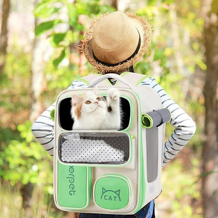 Ziggy Pupps cat Adjustable Breathable Pet Carrier Backpack for Small Cats And Dogs Green