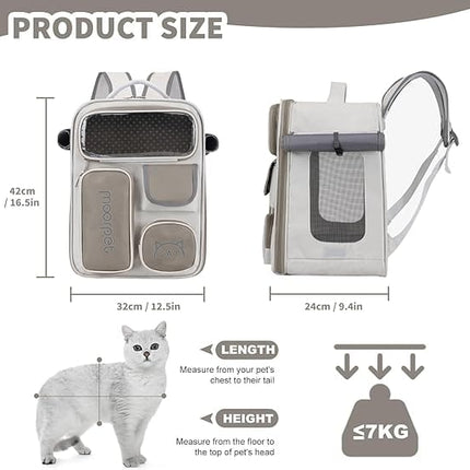 Ziggy Pupps cat Adjustable Breathable Pet Carrier Backpack for Small Cats And Dogs Grey