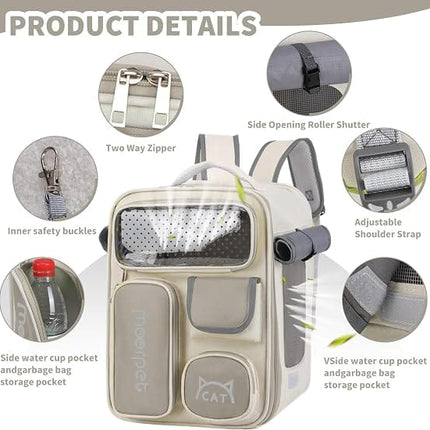 Ziggy Pupps cat Adjustable Breathable Pet Carrier Backpack for Small Cats And Dogs Grey