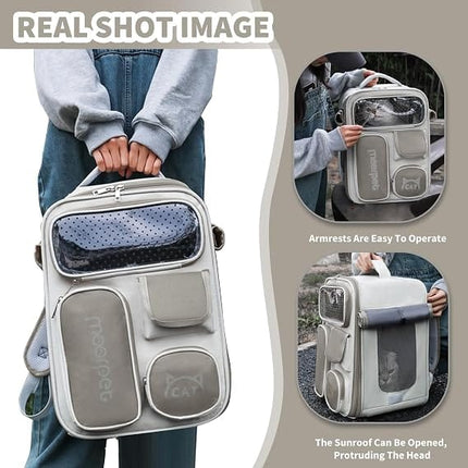 Ziggy Pupps cat Adjustable Breathable Pet Carrier Backpack for Small Cats And Dogs Grey