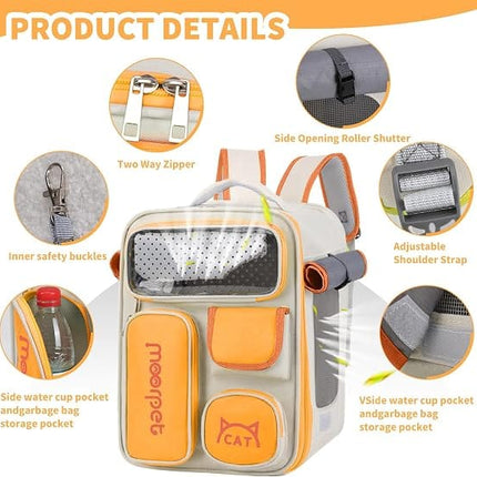 Ziggy Pupps cat Adjustable Breathable Pet Carrier Backpack for Small Cats And Dogs Orange