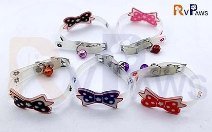 Ziggy Pupps Cat Adjustable Silicone Pet Collar with Bowtie and Bell for Kittens and Cats