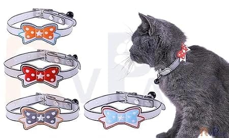Ziggy Pupps Cat Adjustable Silicone Pet Collar with Bowtie and Bell for Kittens and Cats