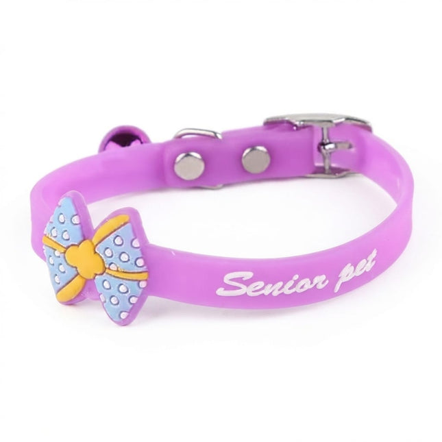 Ziggy Pupps Cat Adjustable Silicone Pet Collar with Bowtie and Bell for Kittens and Cats Pink
