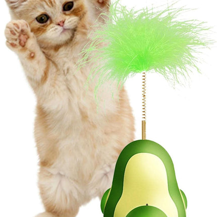 Ziggy Pupps Cat Avocado Shape Cat Toy With Catnip Feather Teaser And Spinning Ball
