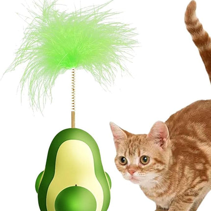 Ziggy Pupps Cat Avocado Shape Cat Toy With Catnip Feather Teaser And Spinning Ball