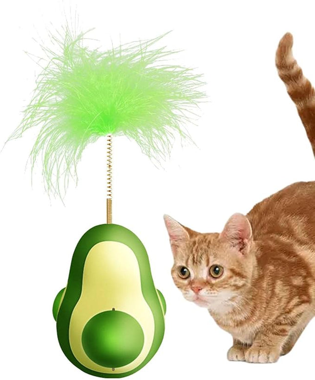 Ziggy Pupps Cat Avocado Shape Cat Toy With Catnip Feather Teaser And Spinning Ball
