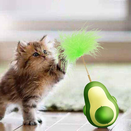 Ziggy Pupps Cat Avocado Shape Cat Toy With Catnip Feather Teaser And Spinning Ball
