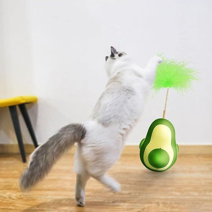 Ziggy Pupps Cat Avocado Shape Cat Toy With Catnip Feather Teaser And Spinning Ball