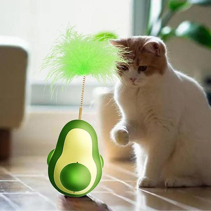 Ziggy Pupps Cat Avocado Shape Cat Toy With Catnip Feather Teaser And Spinning Ball