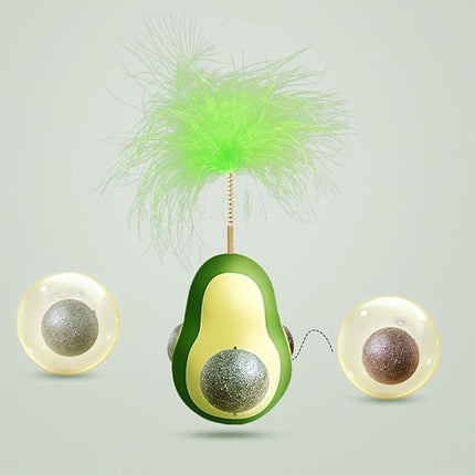Ziggy Pupps Cat Avocado Shape Cat Toy With Catnip Feather Teaser And Spinning Ball