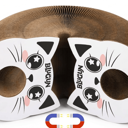 Ziggy Pupps Cat Blugun Foldable Corrugated Cardboard Cat Scratching Board With Magnetic Closure And Cute Cat Face