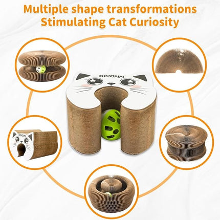 Ziggy Pupps Cat Blugun Foldable Corrugated Cardboard Cat Scratching Board With Magnetic Closure And Cute Cat Face