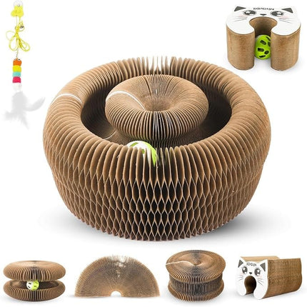 Ziggy Pupps Cat Blugun Foldable Corrugated Cardboard Cat Scratching Board With Magnetic Closure And Cute Cat Face