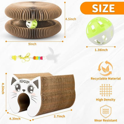Ziggy Pupps Cat Blugun Foldable Corrugated Cardboard Cat Scratching Board With Magnetic Closure And Cute Cat Face