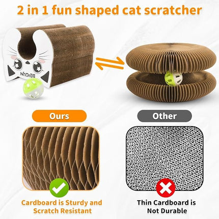 Ziggy Pupps Cat Blugun Foldable Corrugated Cardboard Cat Scratching Board With Magnetic Closure And Cute Cat Face