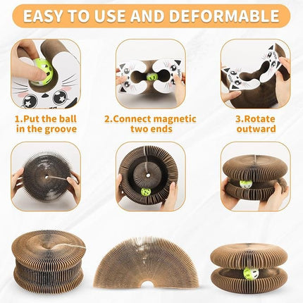 Ziggy Pupps Cat Blugun Foldable Corrugated Cardboard Cat Scratching Board With Magnetic Closure And Cute Cat Face