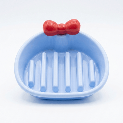 Ziggy Pupps Cat Cat Bowl Slow Feeder Dog Bowl with Bow Design Blue