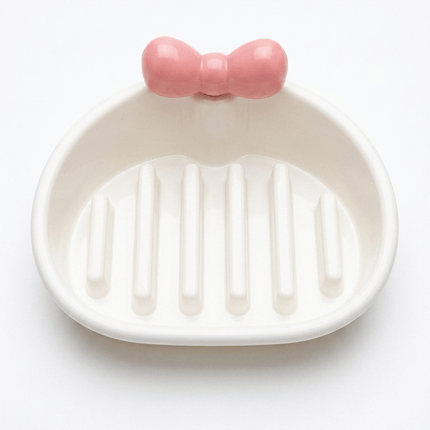 Ziggy Pupps Cat Cat Bowl Slow Feeder Dog Bowl with Bow Design White