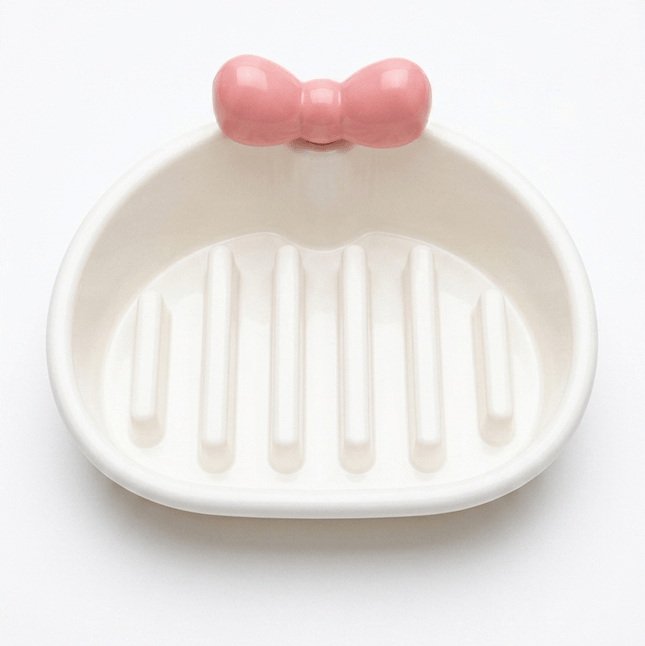 Ziggy Pupps Cat Cat Bowl Slow Feeder Dog Bowl with Bow Design White