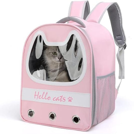 Ziggy Pupps Cat Cat Carrier Backpack Breathable Clear Cat Ear Window Pet Travel Bag Pink