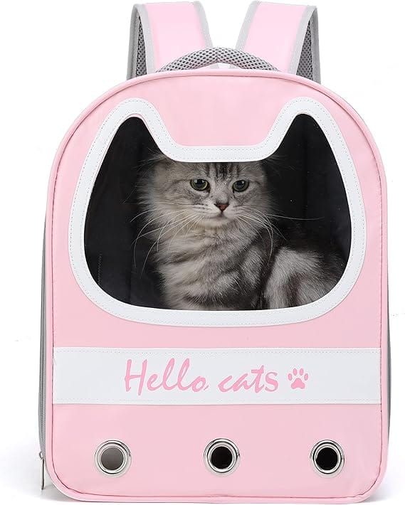 Ziggy Pupps Cat Cat Carrier Backpack Breathable Clear Cat Ear Window Pet Travel Bag Pink
