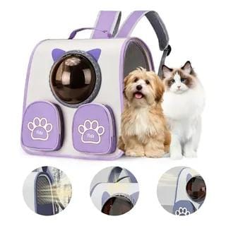 Ziggy Pupps cat Cat Carrier Backpack Space Capsule Bubble Window Pet Travel Backpack with Paw Pockets Purple