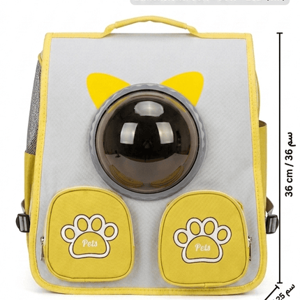 Ziggy Pupps cat Cat Carrier Backpack Space Capsule Bubble Window Pet Travel Backpack with Paw Pockets Yellow