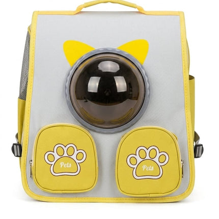 Ziggy Pupps cat Cat Carrier Backpack Space Capsule Bubble Window Pet Travel Backpack with Paw Pockets Yellow