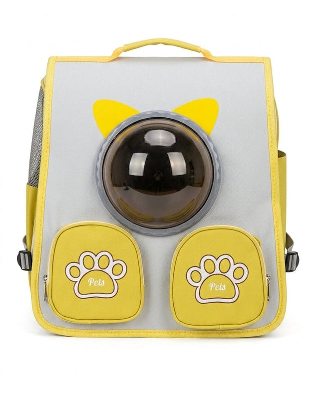 Ziggy Pupps cat Cat Carrier Backpack Space Capsule Bubble Window Pet Travel Backpack with Paw Pockets Yellow