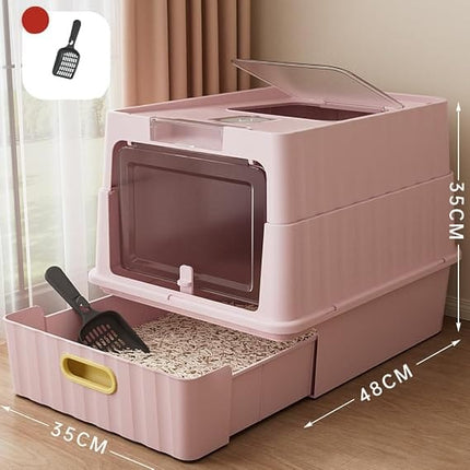 Ziggy Pupps Cat Cat Litter Box Drawer Style Fully Enclosed Easy Clean Pet Toilet Pink