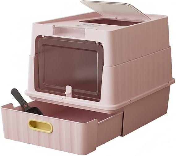 Ziggy Pupps Cat Cat Litter Box Drawer Style Fully Enclosed Easy Clean Pet Toilet Pink