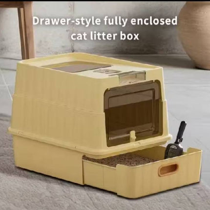 Ziggy Pupps Cat Cat Litter Box Drawer Style Fully Enclosed Easy Clean Pet Toilet Yallow