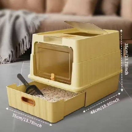 Ziggy Pupps Cat Cat Litter Box Drawer Style Fully Enclosed Easy Clean Pet Toilet Yallow
